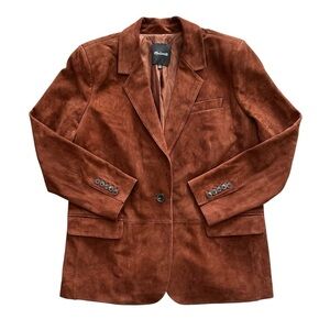 Madewell Kline Suede Blazer Soft Mahogany